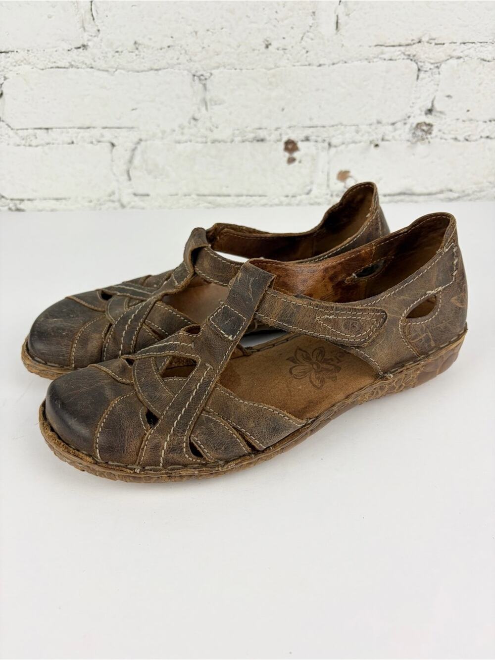 Josef Seibel Rosalie 29 Brown Leather Closed Toe Mary Jane Sandals 39